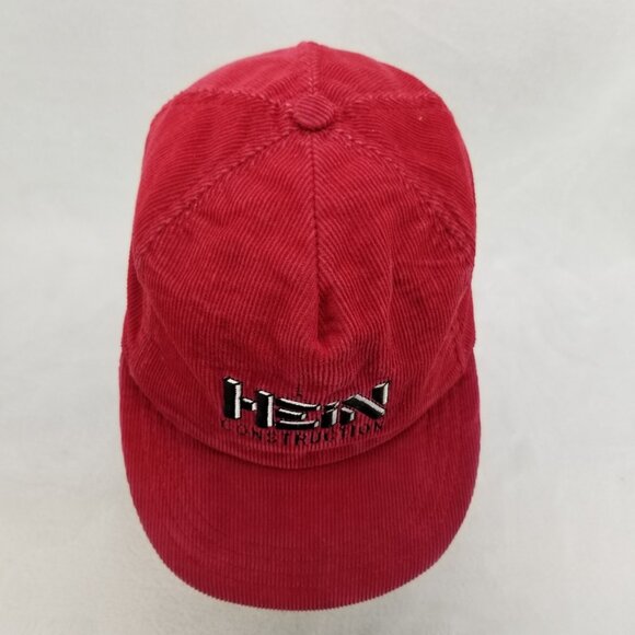 ✅VTG P-Caps Hein Construction Red Corduroy Snapback Baseball Hat OSFA Adjustable - Picture 4 of 9